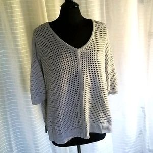Cozy Gray Open Knit Sweater - Ann Taylor- EUC